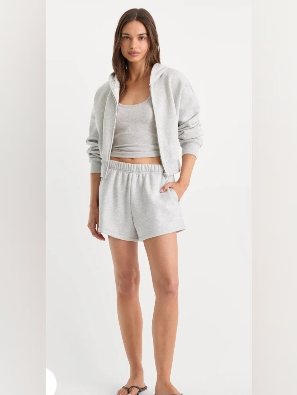 Good American Tan Athletic Shorts with Elastic Waistband